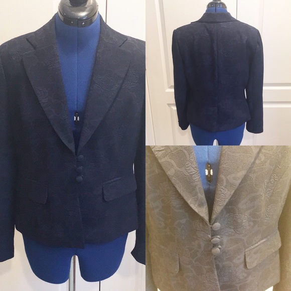 Stanley Blacker 14P dark navy brocade blaz… - Picture 3 of 4